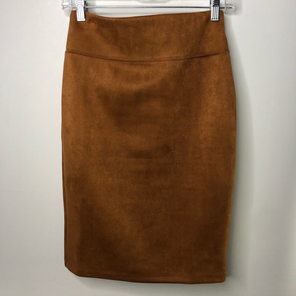 IRIS Brown Suede Pencil Medium Skirt